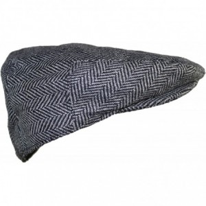 Newsboy Caps Classic Styling Street Easy Herringbone Driving Cap with Quilted Lining - Black and Grey - CQ18NYR5A88 $37.74