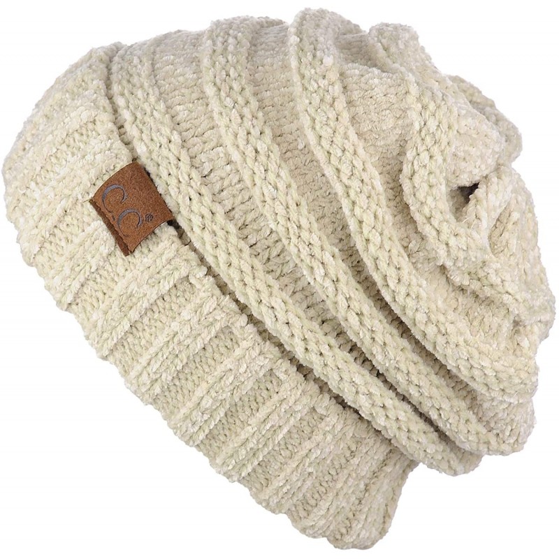Women's Chenille Oversized Baggy Soft Warm Thick Knit Beanie Cap Hat ...