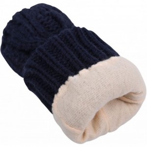 Skullies & Beanies 3 in 1 Women Soft Warm Thick Cable Knitted Hat Scarf & Gloves Winter Set - Navy Gloves W/ Lined - C312MDU4...