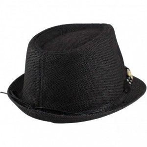 Fedoras Summer Trilby Fedora Panama Straw Hats - Black - CV18TWGTDDC $20.89