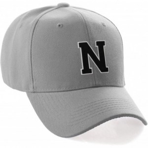Baseball Caps Classic Baseball Hat Custom A to Z Initial Team Letter- Lt Gray Cap White Black - Letter N - CW18IDWM0M8 $24.35