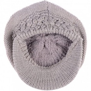 Newsboy Caps Womens Winter Chic Cable Warm Fleece Lined Crochet Knit Hat W/Visor Newsboy Cabbie Cap - Braided Front Beige - C...