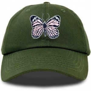 Baseball Caps Pink Butterfly Hat Cute Womens Gift Embroidered Girls Cap - Olive - C318S7UWDQD $12.29