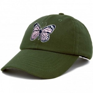 Baseball Caps Pink Butterfly Hat Cute Womens Gift Embroidered Girls Cap - Olive - C318S7UWDQD $31.70