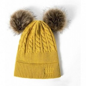 Skullies & Beanies Girls Boys Knit Cap Warm Fur Ball Baby Winter Knit Hat Children Beanie Hats & Caps - Yellow - C3192KEK8OK ...