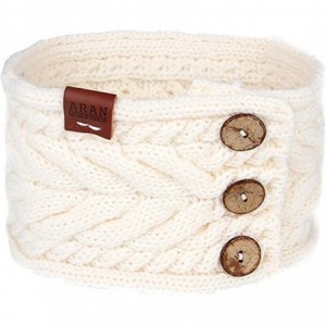 Headbands Warm Winter Cream White Button Cable Headband - CU1889QA3EI $22.41