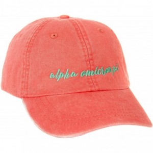 Baseball Caps Delta Phi Epsilon (N) Sorority Baseball Hat Cap Cursive Name Font DPhie - Coral - C21895XZMAM $41.89