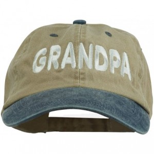 Baseball Caps Wording of Grandpa Embroidered Washed Two Tone Cap - Khaki Navy - CH11USNF5W9 $48.34