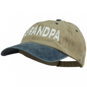 Baseball Caps Wording of Grandpa Embroidered Washed Two Tone Cap - Khaki Navy - CH11USNF5W9 $46.17