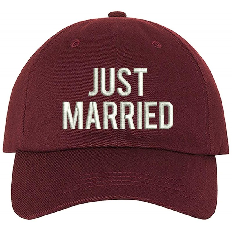 Baseball Caps Just Married Baseball Hat - Bachelor Hats - Groom Honeymoon Caps - Burgundy - CA195WDD6O6 $36.41