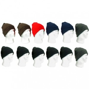 Skullies & Beanies Adult Cuffed Winter Knit Hats - Assorted 12 Pack - Bulk - CX18HOXGDZ7 $27.46