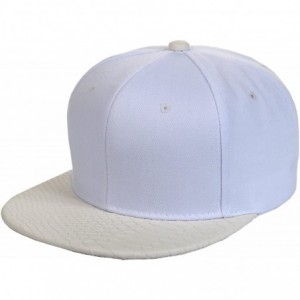 Baseball Caps Plain Animal Snakeskin PU Leather Strapbacks Hat (Black/Brown) - White/White - CT126ISXJYN $24.84