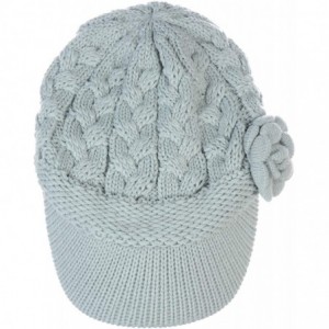 Newsboy Caps Women's Winter Fleece Lined Elegant Flower Cable Knit Newsboy Cabbie Hat - Pastel Mint Cable Flower - CR18IIKXY4...