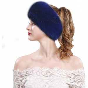 Cold Weather Headbands Women's Faux Fur Headband Elastic Head Warmer Luxurious Earmuff Snow Hat - Royal Blue - CX18K7Q8GR3 $2...