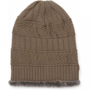 Skullies & Beanies Women Men Fashion Fleece Contrast Color Beanie Knitted Warm Winter Hats & Caps - Khaki - C618Z59HATG $53.83