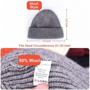 Skullies & Beanies Swag Wool Knit Cuff Short Fisherman Beanie for Men Women- Winter Warm Hats - 1shorter Style Red - C1192DZ3...