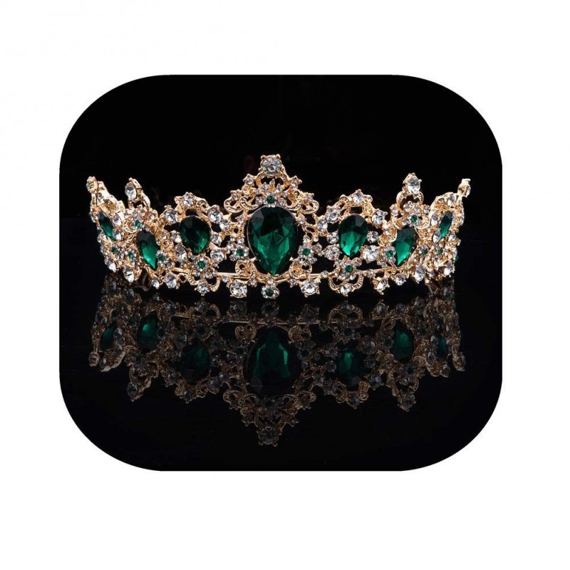 Headbands Wedding Bridal Women's Crystal Decor Crown Headband Headpiece Hairband Prom Party Hair Accessories Tiara (Green) - ...