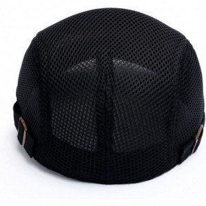 Newsboy Caps Men's Breathable Mesh Summer Hat Flat Cap Beret Ivy Gatsby Newsboy Cabbie Caps - A-black - CK196DHHR6O $22.24