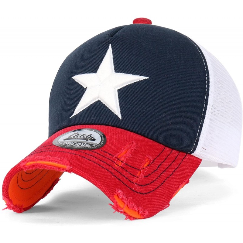 Baseball Caps Star Embroidery tri-Tone Trucker Hat Adjustable Cotton Baseball Cap - Navy/Red_xl - CE18QZ6GK8M $50.55