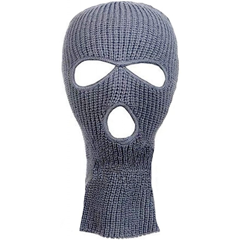 Balaclavas Knitted 3-Hole Full Face Cover Ski Mask - Grey - CU11SFU5OIR $21.93
