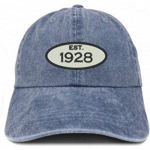 Baseball Caps Established 1928 Embroidered 92nd Birthday Gift Pigment Dyed Washed Cotton Cap - Navy - CO180NGSDR8 $36.61