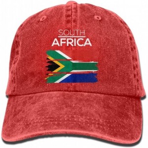 Baseball Caps Men's Or Women's Adjustable Cotton Denim Baseball Caps South Africa Dad Hat - Red - C018IK3ORXY $20.66