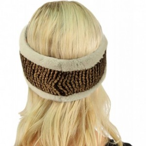 Cold Weather Headbands Winter Fuzzy Fleece Lined Thick Knitted Headband Headwrap Earwarmer - Metallic Brown/Gold - C118IGKNS3...