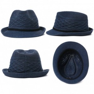 Sun Hats Womens Straw Fedora Brim Panama Beach Havana Summer Sun Hat Party Floppy - 99702_navy - C618HLM2KHN $34.54
