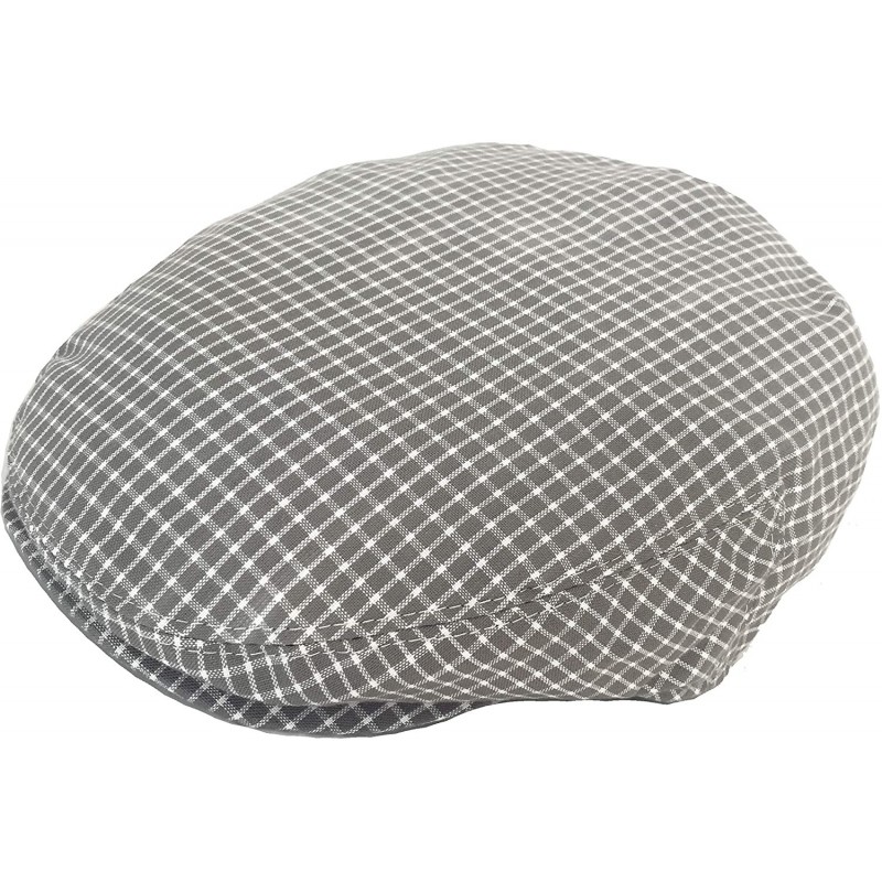 Newsboy Caps Summer Plaid Ivy Scally Driver Cap Polyester Flat Hat - Grey / White - C118X5MZS2L $44.67