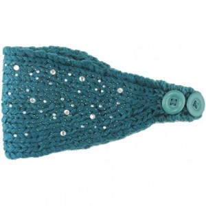 Skullies & Beanies Women Fashion Crochet Rhinestone Headband Knitted Hat Cap Headwrap Band - Dark Blue - CE187INONON $24.38