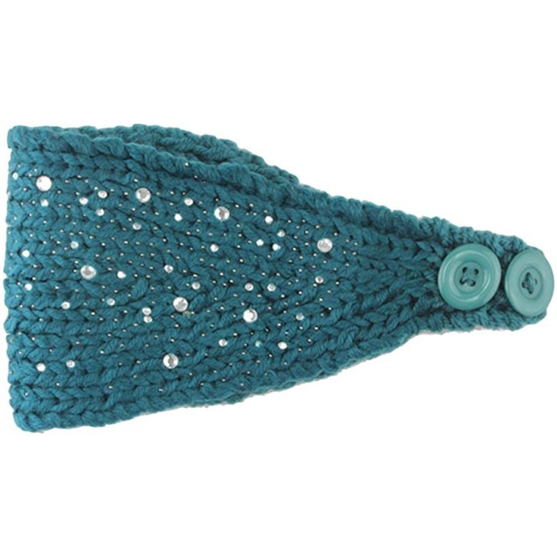 Skullies & Beanies Women Fashion Crochet Rhinestone Headband Knitted Hat Cap Headwrap Band - Dark Blue - CE187INONON $24.38
