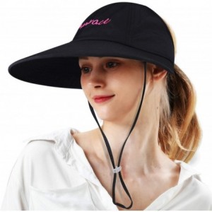 Sun Hats Sun Visor Hats for Women Large Wide Brim UV Protection Summer Beach Cap Packable - Black - CK18U58Y55S $35.67
