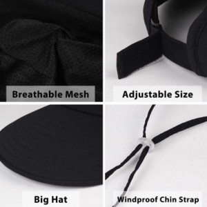 Sun Hats Sun Visor Hats for Women Large Wide Brim UV Protection Summer Beach Cap Packable - Black - CK18U58Y55S $36.56