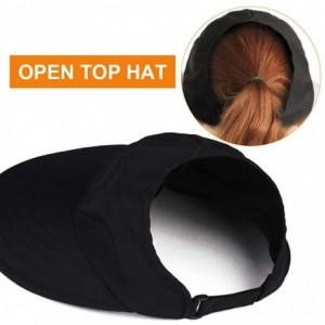 Sun Hats Sun Visor Hats for Women Large Wide Brim UV Protection Summer Beach Cap Packable - Black - CK18U58Y55S $34.33