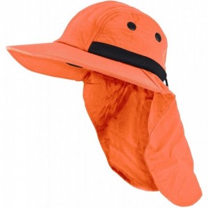 Sun Hats MG Nylon Juniper 4 Panel Safari Wide Brim Flap Cap Hat - Orange - CR199SISWHI $28.76