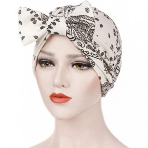 Skullies & Beanies ❤Women Bowknot Muslim Ruffle Cancer Chemo Hat Beanie Beading Turban Head Wrap Cap (White -1) - White -1 - ...