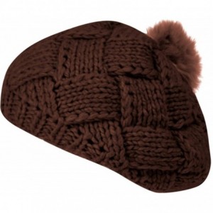 Berets Women Winter Warm Ski Knitted Crochet Baggy Skullies Cap Beret Hat - Br1660brown - C5187G0ZGWE $9.64