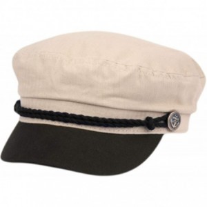 Newsboy Caps Men's Summer Cotton Greek Fisherman Sailor Fiddler Driver Hat Flat Cap - Stone/Black - C118T7ILOE7 $31.13