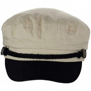 Newsboy Caps Men's Summer Cotton Greek Fisherman Sailor Fiddler Driver Hat Flat Cap - Stone/Black - C118T7ILOE7 $26.84