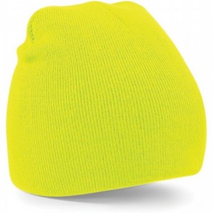 Skullies & Beanies Plain Basic Knitted Winter Beanie Hat - Fluorescent Yellow - CO12NH58V84 $18.04