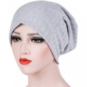 Sun Hats Womens Scarf India Muslim Stretch Turban Hat Hair Pure Color Loss Head Wrap - Gray - CF18IE3AT8D $19.56