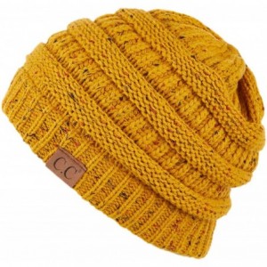 Skullies & Beanies Exclusives Unisex Ribbed Confetti Knit Beanie (HAT-33) - Mustard - C3189KAL8EQ $27.86