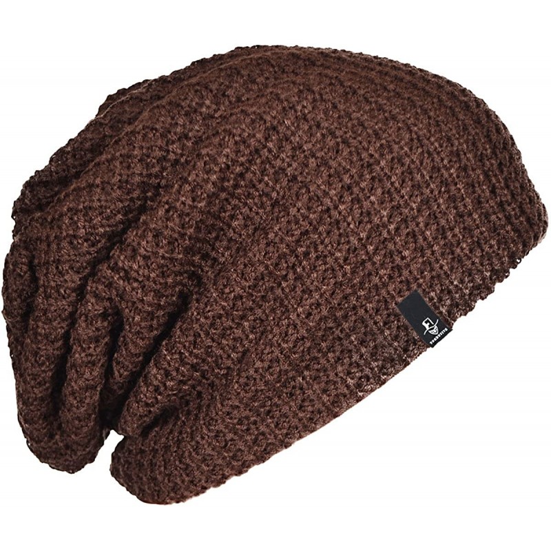 Skullies & Beanies Mens Slouchy Long Beanie Knit Cap for Summer Winter- Oversize - Brown - CW11NX57IV5 $27.02