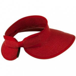 Visors UPF 50+ Bow Tie Tweed Roll Up Visor - Red - C8116MT60EZ $82.30