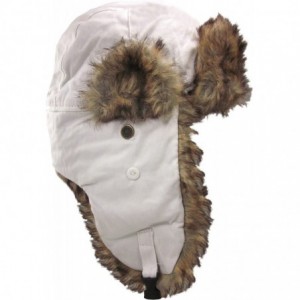 Bomber Hats Trooper Ear Flap Cap w/Faux Fur Lining Hat - White W/ Brown Fur - C7118GZ2L41 $38.02