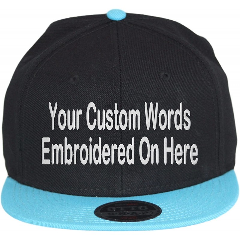 Baseball Caps Custom Snapback Hat Otto Embroidered Your Own Text Flatbill Bill Snapback - Black/Aqua Bill - CJ187D7XIUT $20.02