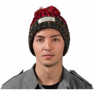 Skullies & Beanies Unisex Echo Color Tone Knit Slouchy Pompom Beanie Beret Winter Ski Korea Hat - Red - CS12BQ80HI1 $27.79