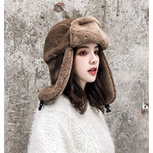Bomber Hats Winter 3 in 1 Thermal Fur Lined Trapper Bomber Hat with Ear Flap Full Face Mask Windproof Baseball Ski Cap - CJ18...