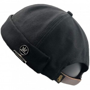 Skullies & Beanies Unisex Beanie Corduroy Docker Brimless Hat Rolled Cuff Harbour Hat - W-black - CY193AKXDXL $18.26