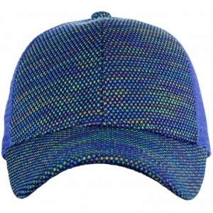 Baseball Caps 80's Multicolor Front Panel Mesh Back Adjustable Precurved Baseball Cap Hat - Royal Blue - C012O2B41YL $25.25